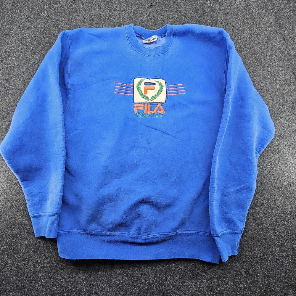 Vintage FILA Italia Colorblock Sweatshirt Men Pullover‎ Blue XL Made In Italy